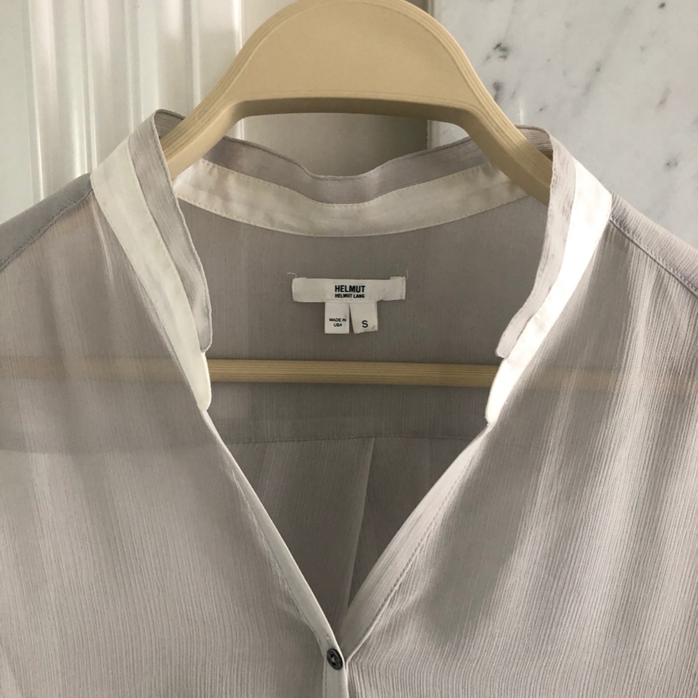 Helmut Lang Soft Gray Button Up Blouse - image 2